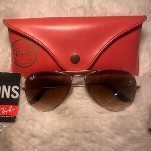 RayBan Iconic Aviator Unisex Gold and Brown Gradient